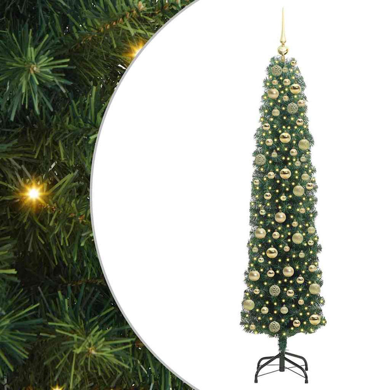 vidaXL Mű karácsonyfa 300 LED-del Zöld 180 cm PVC, acél és műanyag