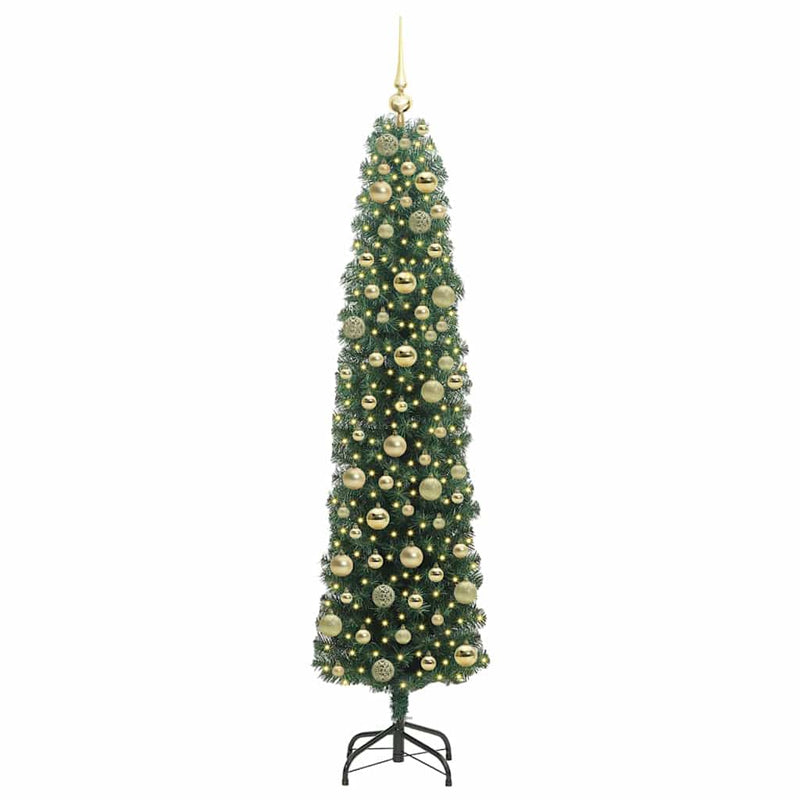 vidaXL Mű karácsonyfa 300 LED-del Zöld 180 cm PVC, acél és műanyag