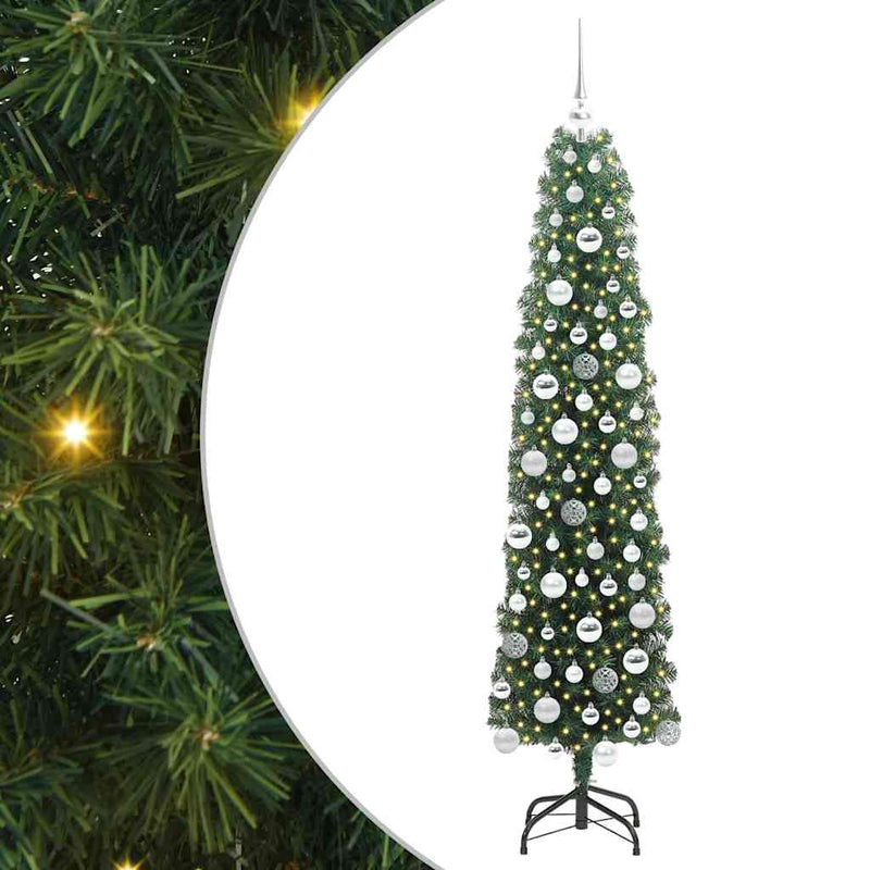 vidaXL Mű karácsonyfa 300 LED-del Zöld 180 cm PVC, acél és műanyag