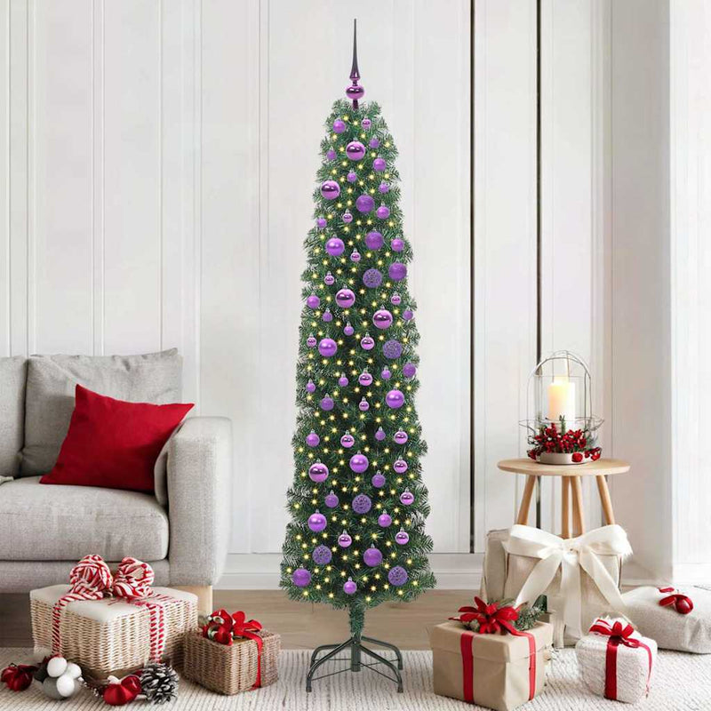 vidaXL Mű karácsonyfa 300 LED-del Zöld 180 cm PVC, acél és műanyag