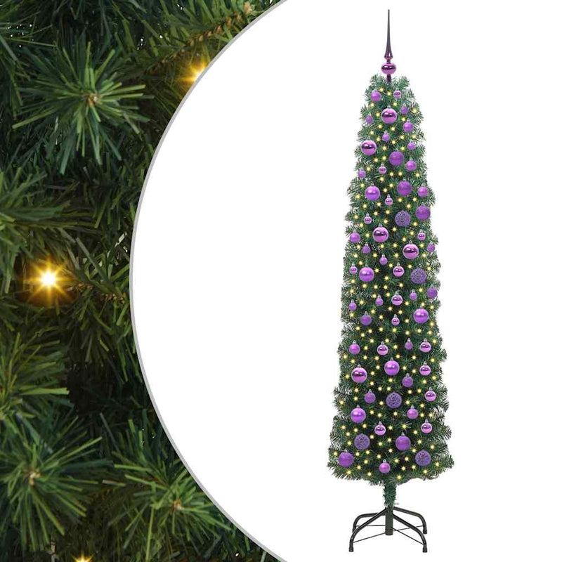vidaXL Mű karácsonyfa 300 LED-del Zöld 180 cm PVC, acél és műanyag