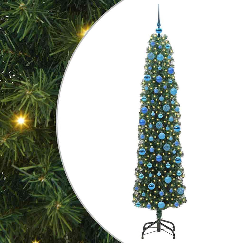 vidaXL Mű karácsonyfa 300 LED-del Zöld 180 cm PVC, acél és műanyag