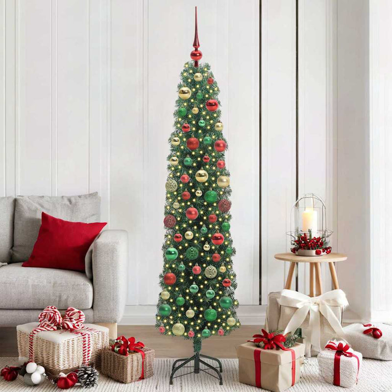 vidaXL Mű karácsonyfa 300 LED-del Zöld 180 cm PVC, acél és műanyag