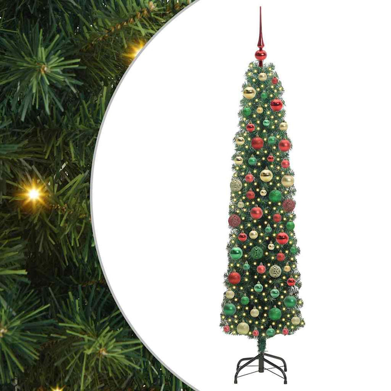 vidaXL Mű karácsonyfa 300 LED-del Zöld 180 cm PVC, acél és műanyag