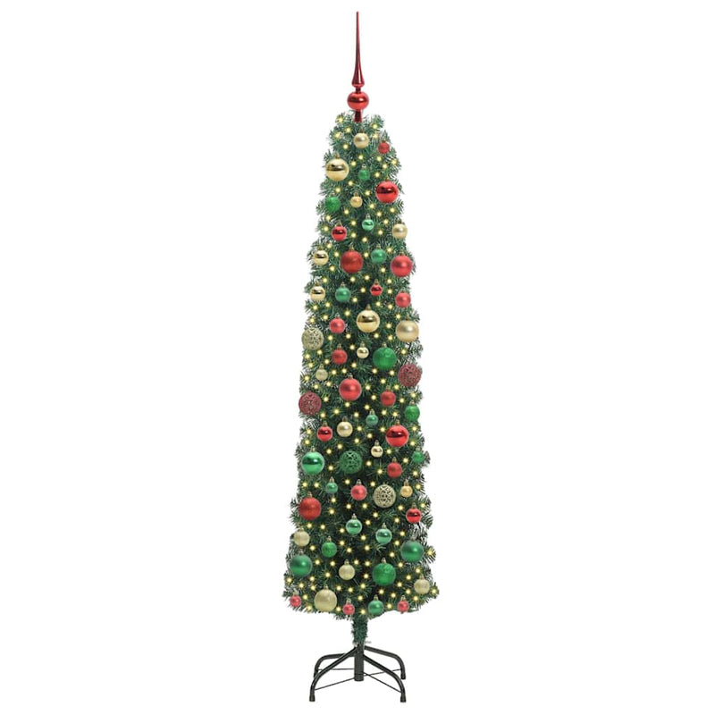 vidaXL Mű karácsonyfa 300 LED-del Zöld 180 cm PVC, acél és műanyag