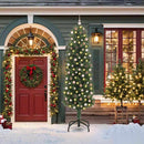 vidaXL Mű karácsonyfa 300 LED-del Zöld 210 cm PVC, acél és műanyag