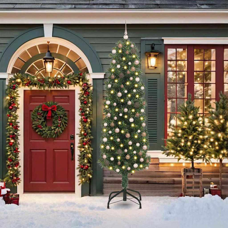 vidaXL Mű karácsonyfa 300 LED-del Zöld 210 cm PVC, acél és műanyag