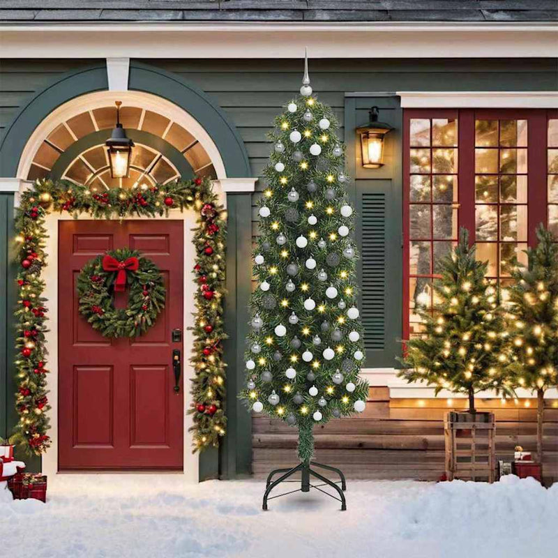 vidaXL Mű karácsonyfa 300 LED-del Zöld 210 cm PVC, acél és műanyag