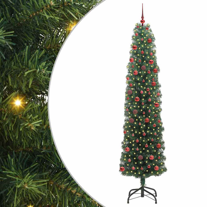 vidaXL Mű karácsonyfa 300 LED-del Zöld 210 cm PVC, acél és műanyag