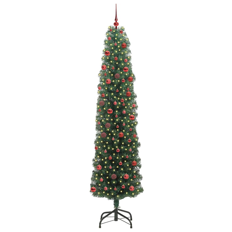 vidaXL Mű karácsonyfa 300 LED-del Zöld 210 cm PVC, acél és műanyag
