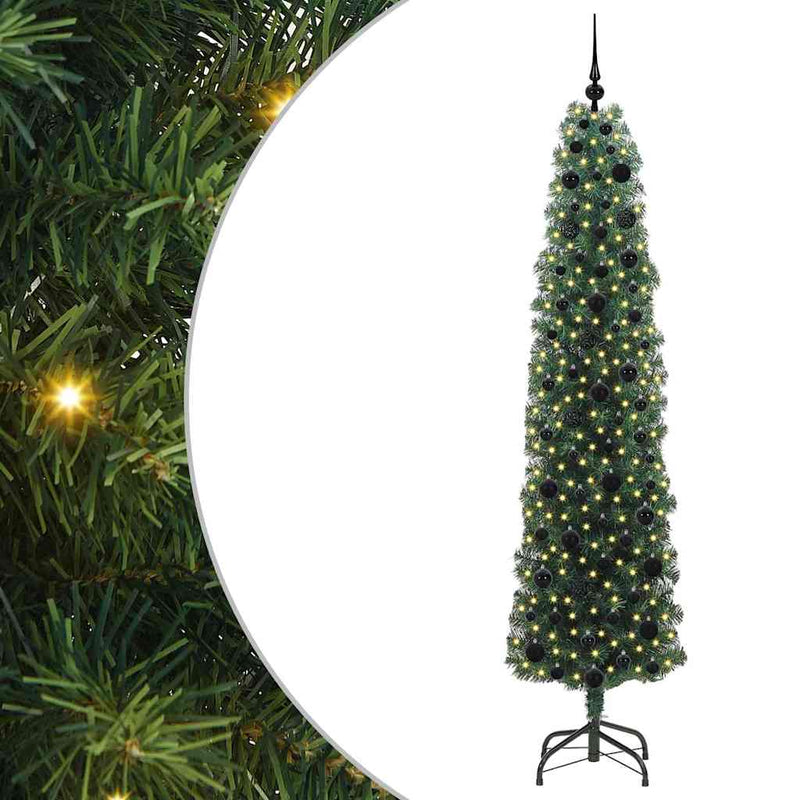 vidaXL Mű karácsonyfa 300 LED-del Zöld 210 cm PVC, acél és műanyag