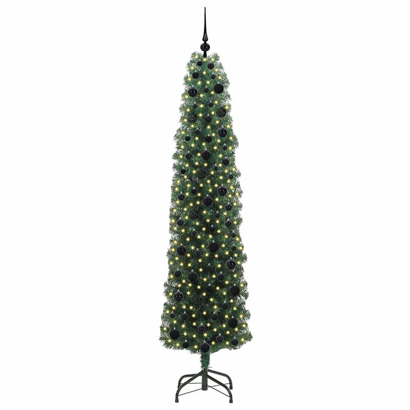 vidaXL Mű karácsonyfa 300 LED-del Zöld 210 cm PVC, acél és műanyag