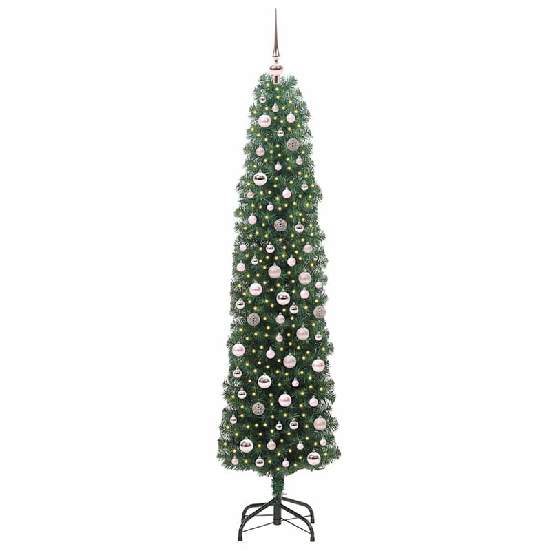 vidaXL Mű karácsonyfa 300 LED-del Zöld 210 cm PVC, acél és műanyag