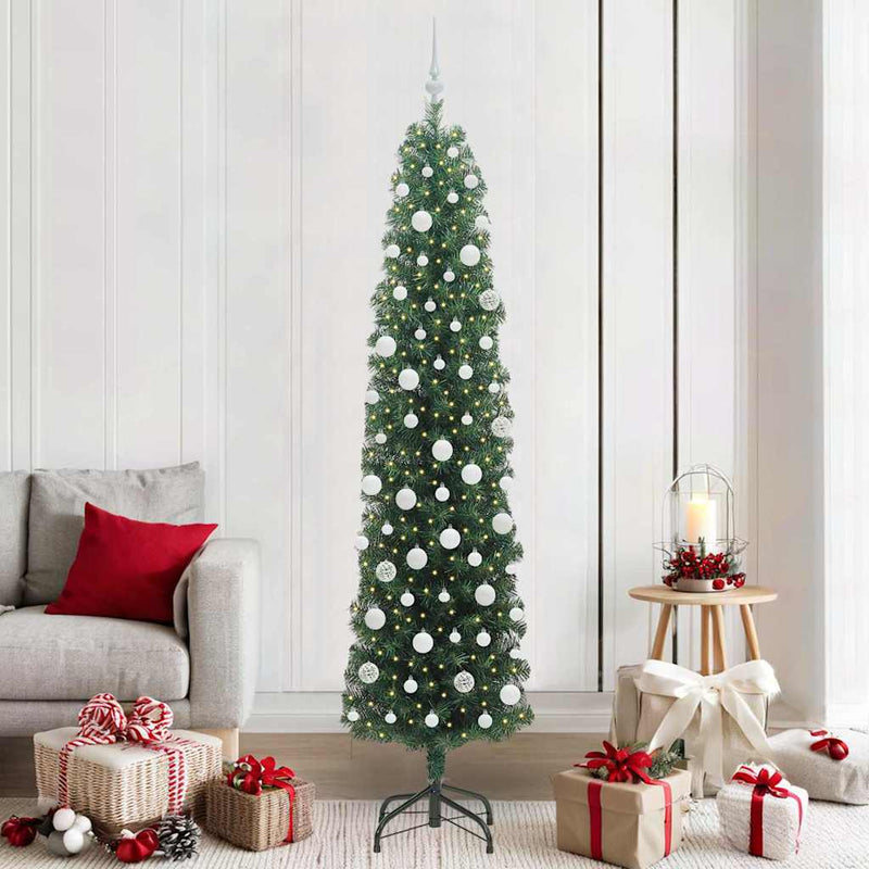 vidaXL Mű karácsonyfa 300 LED-del Zöld 210 cm PVC, acél és műanyag