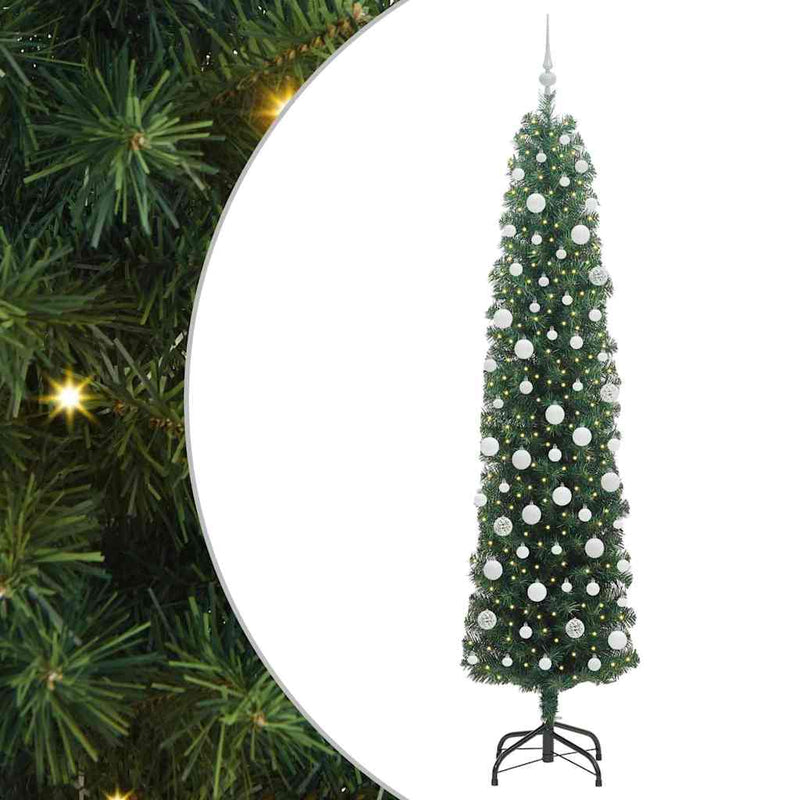 vidaXL Mű karácsonyfa 300 LED-del Zöld 210 cm PVC, acél és műanyag