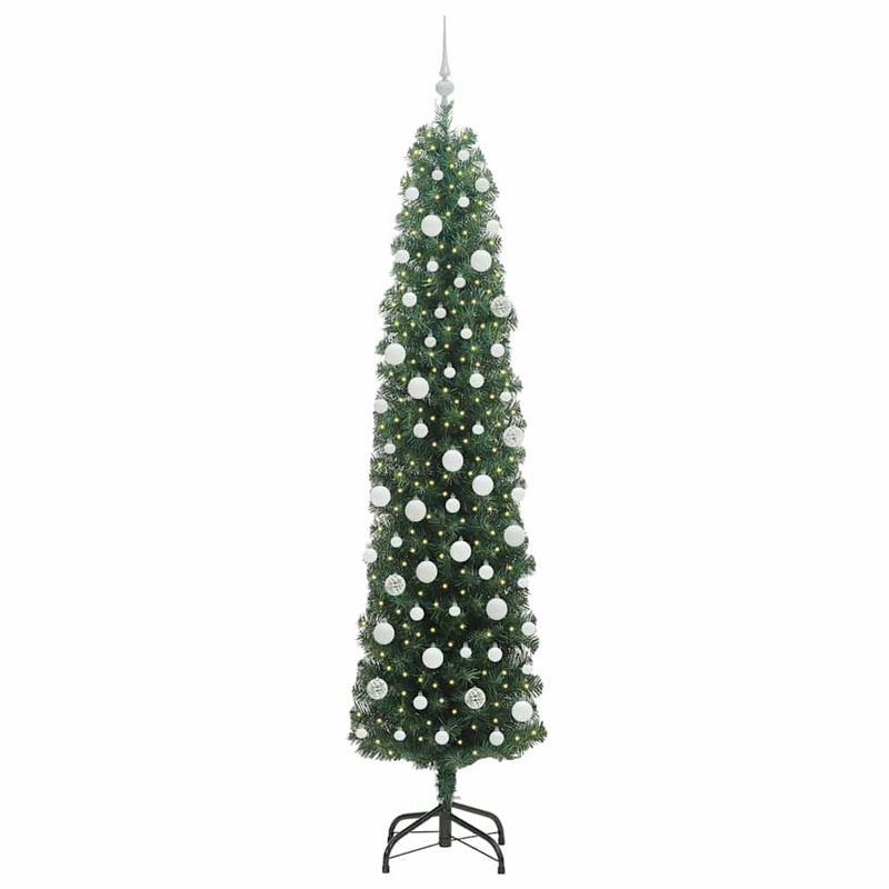 vidaXL Mű karácsonyfa 300 LED-del Zöld 210 cm PVC, acél és műanyag