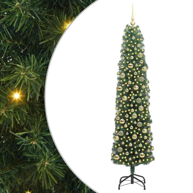 vidaXL Mű karácsonyfa 300 LED-del Zöld 210 cm PVC, acél és műanyag