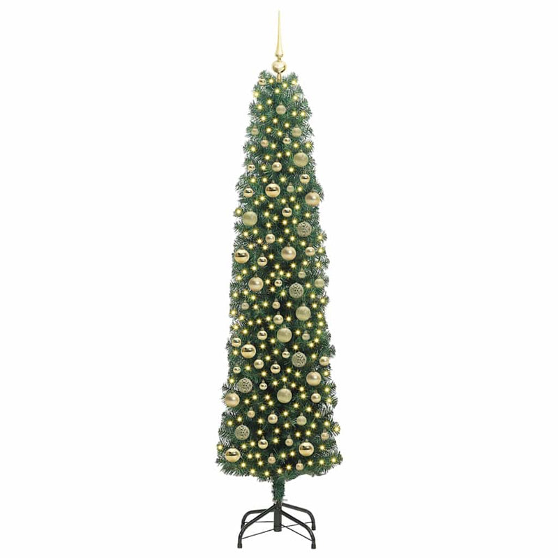 vidaXL Mű karácsonyfa 300 LED-del Zöld 210 cm PVC, acél és műanyag