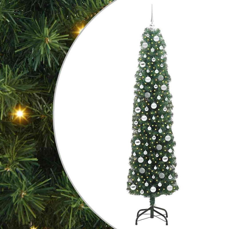 vidaXL Mű karácsonyfa 300 LED-del Zöld 210 cm PVC, acél és műanyag