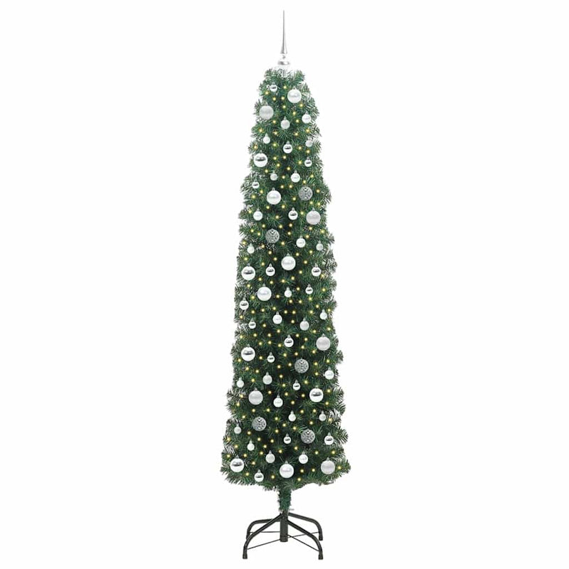 vidaXL Mű karácsonyfa 300 LED-del Zöld 210 cm PVC, acél és műanyag