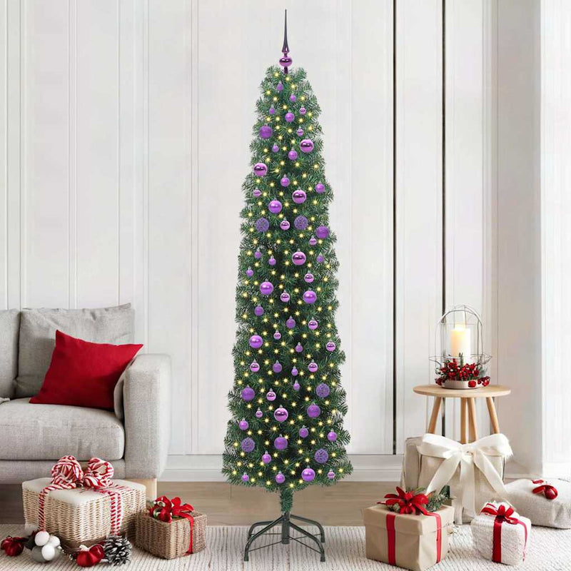 vidaXL Mű karácsonyfa 300 LED-del Zöld 210 cm PVC, acél és műanyag