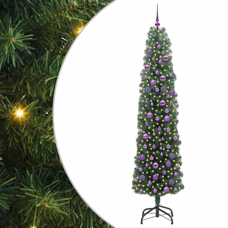 vidaXL Mű karácsonyfa 300 LED-del Zöld 210 cm PVC, acél és műanyag