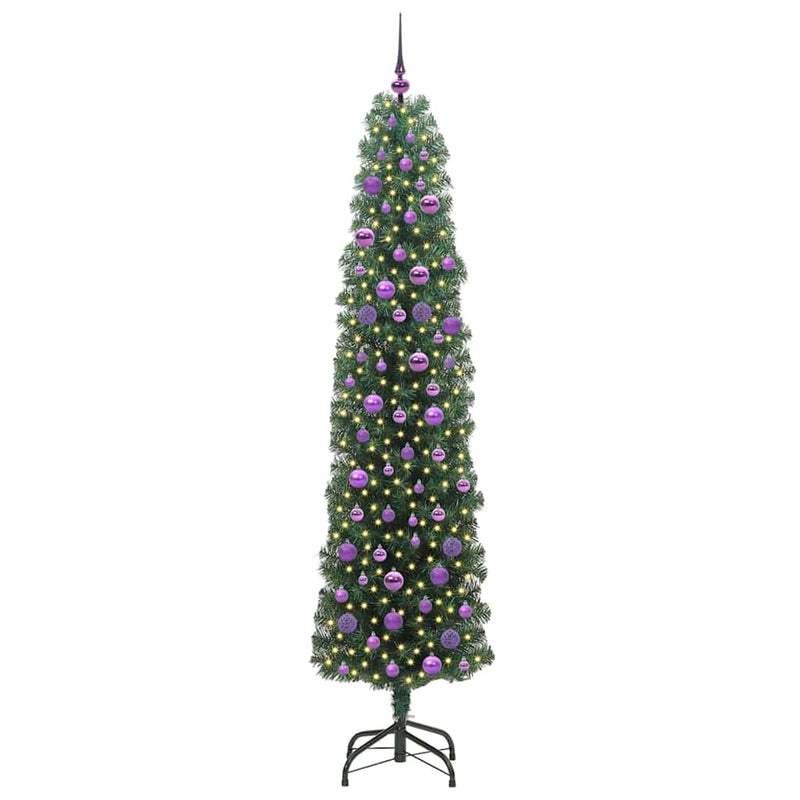 vidaXL Mű karácsonyfa 300 LED-del Zöld 210 cm PVC, acél és műanyag