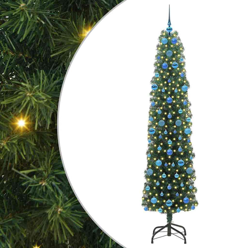 vidaXL Mű karácsonyfa 300 LED-del Zöld 210 cm PVC, acél és műanyag