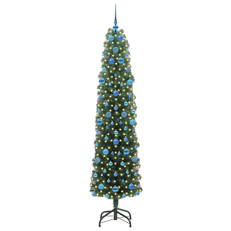 vidaXL Mű karácsonyfa 300 LED-del Zöld 210 cm PVC, acél és műanyag