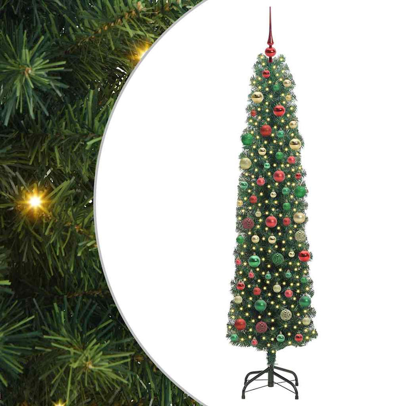 vidaXL Mű karácsonyfa 300 LED-del Zöld 210 cm PVC, acél és műanyag