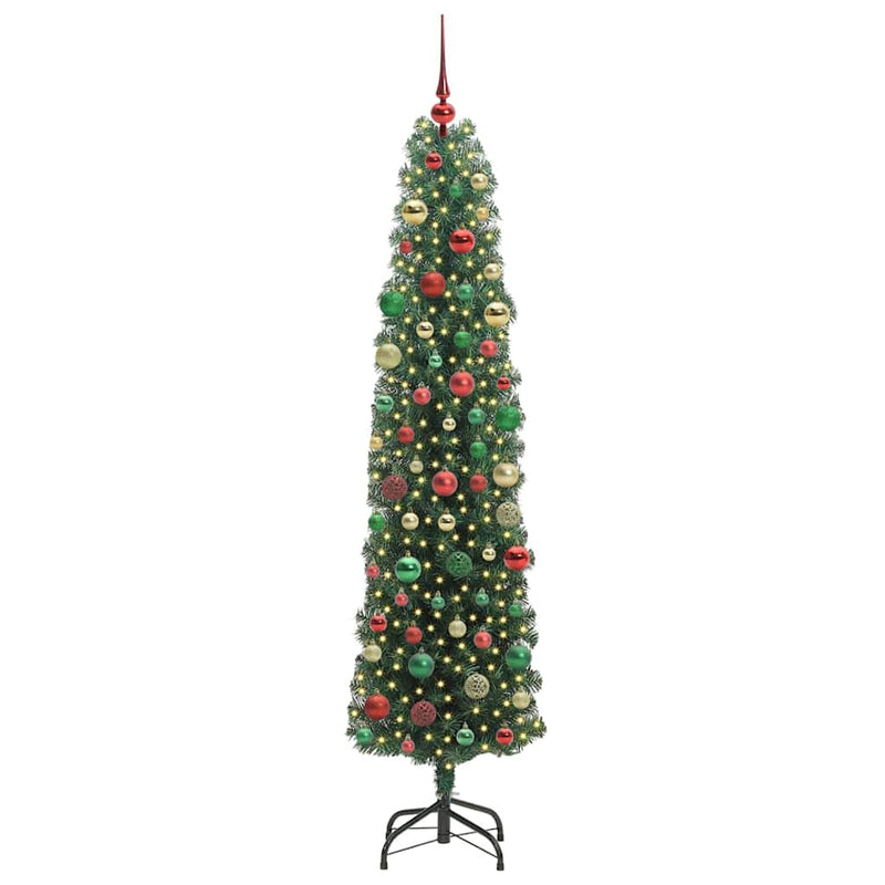 vidaXL Mű karácsonyfa 300 LED-del Zöld 210 cm PVC, acél és műanyag