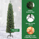 vidaXL Mű karácsonyfa 300 LED-del Zöld 240 cm PVC, acél és műanyag