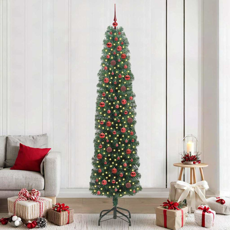 vidaXL Mű karácsonyfa 300 LED-del Zöld 240 cm PVC, acél és műanyag