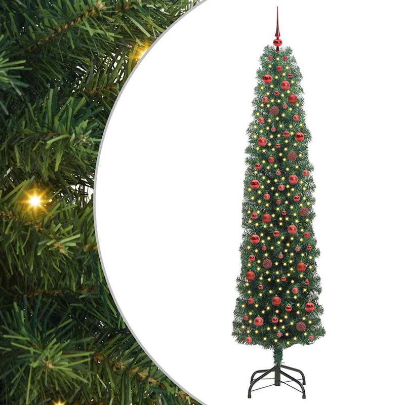 vidaXL Mű karácsonyfa 300 LED-del Zöld 240 cm PVC, acél és műanyag