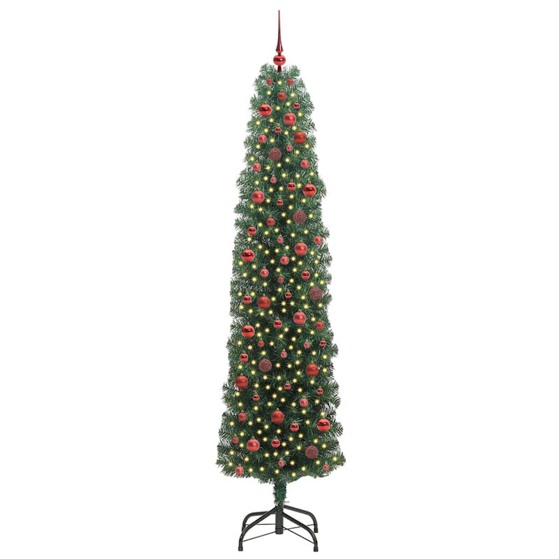 vidaXL Mű karácsonyfa 300 LED-del Zöld 240 cm PVC, acél és műanyag