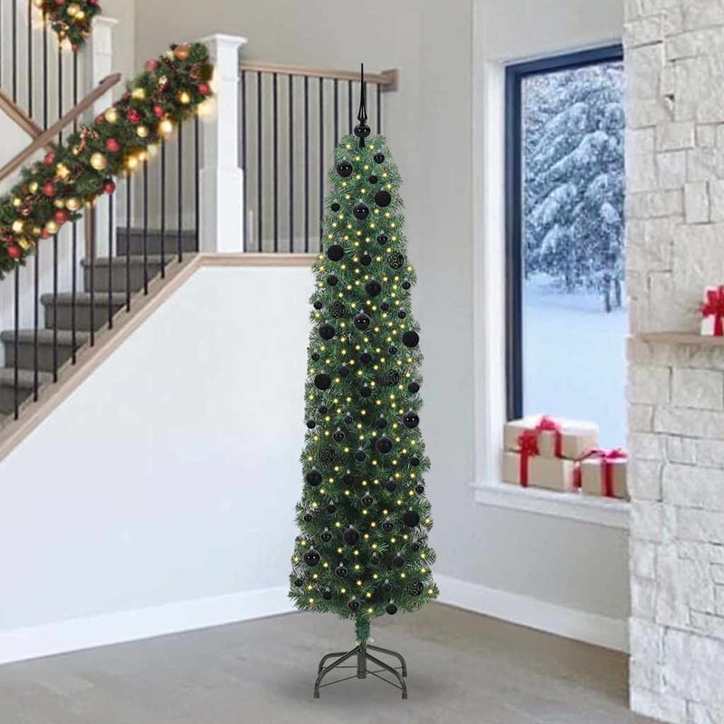 vidaXL Mű karácsonyfa 300 LED-del Zöld 240 cm PVC, acél és műanyag