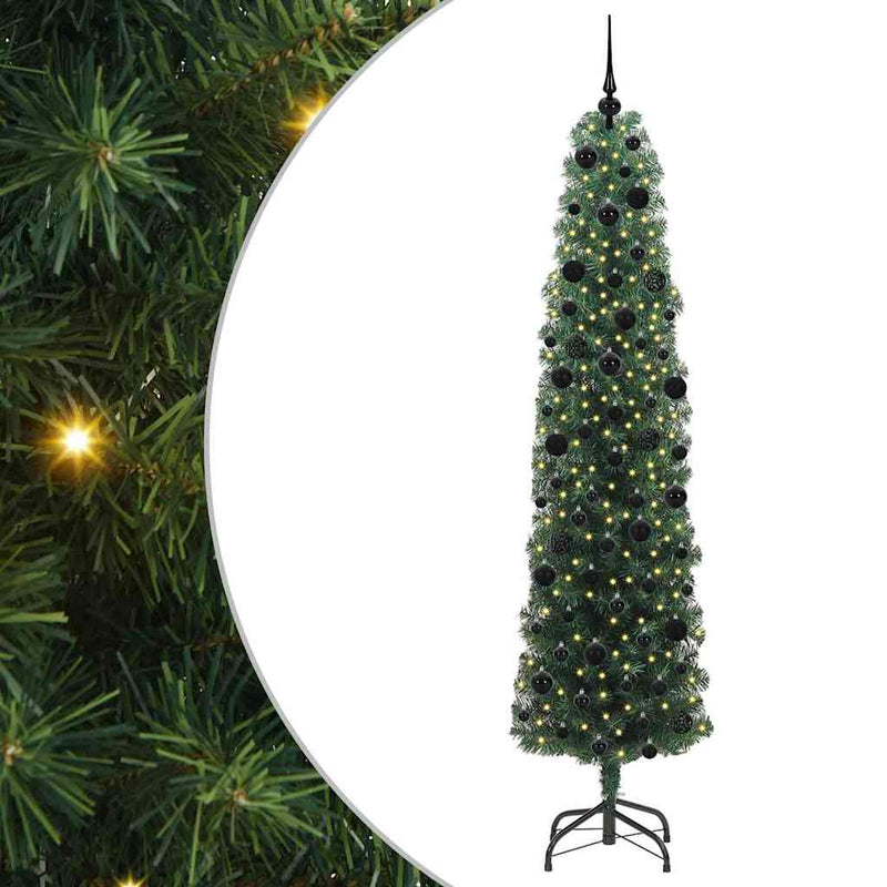 vidaXL Mű karácsonyfa 300 LED-del Zöld 240 cm PVC, acél és műanyag
