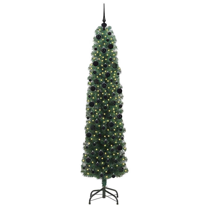 vidaXL Mű karácsonyfa 300 LED-del Zöld 240 cm PVC, acél és műanyag