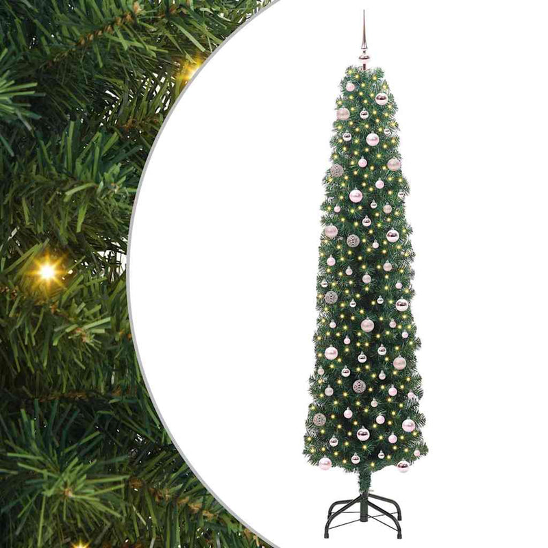 vidaXL Mű karácsonyfa 300 LED-del Zöld 240 cm PVC, acél és műanyag