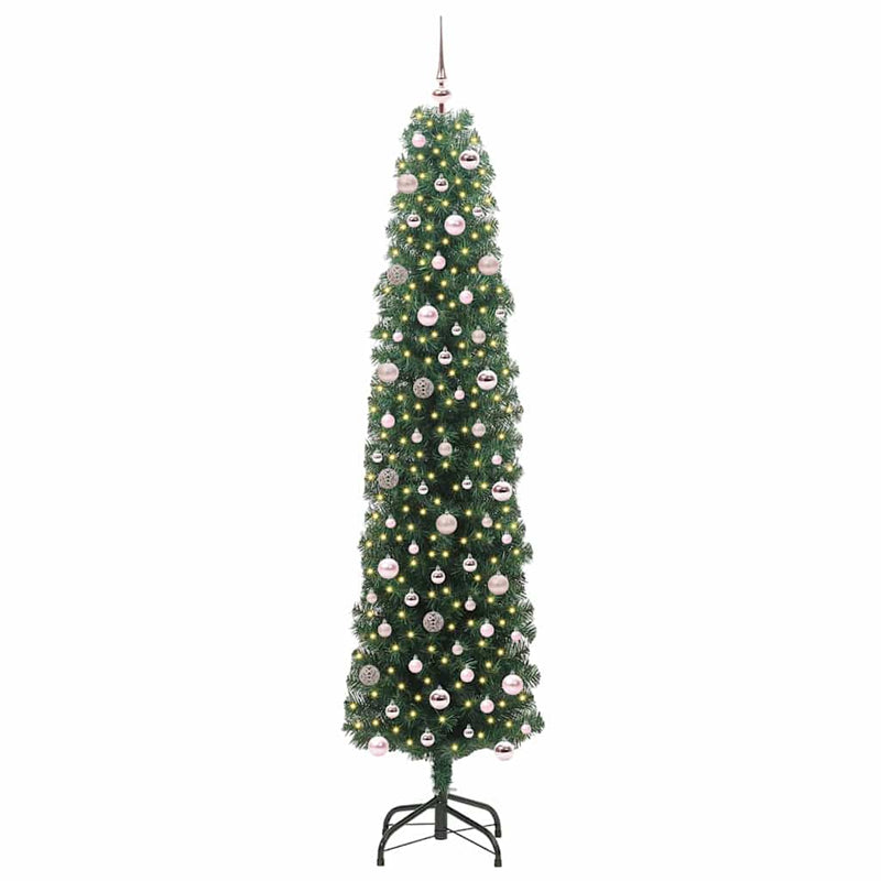 vidaXL Mű karácsonyfa 300 LED-del Zöld 240 cm PVC, acél és műanyag