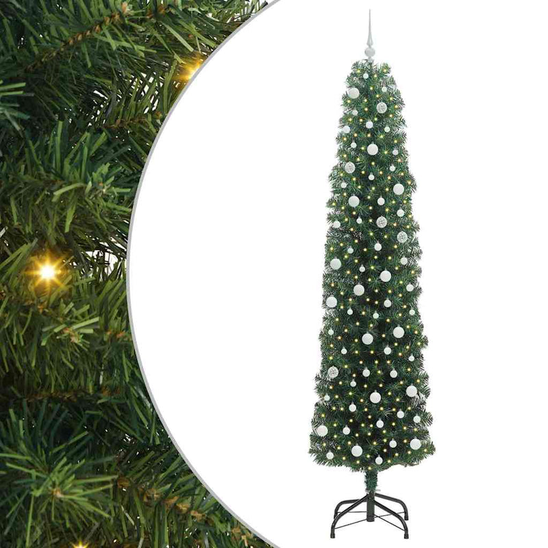 vidaXL Mű karácsonyfa 300 LED-del Zöld 240 cm PVC, acél és műanyag