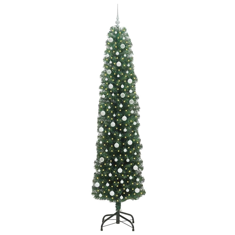vidaXL Mű karácsonyfa 300 LED-del Zöld 240 cm PVC, acél és műanyag