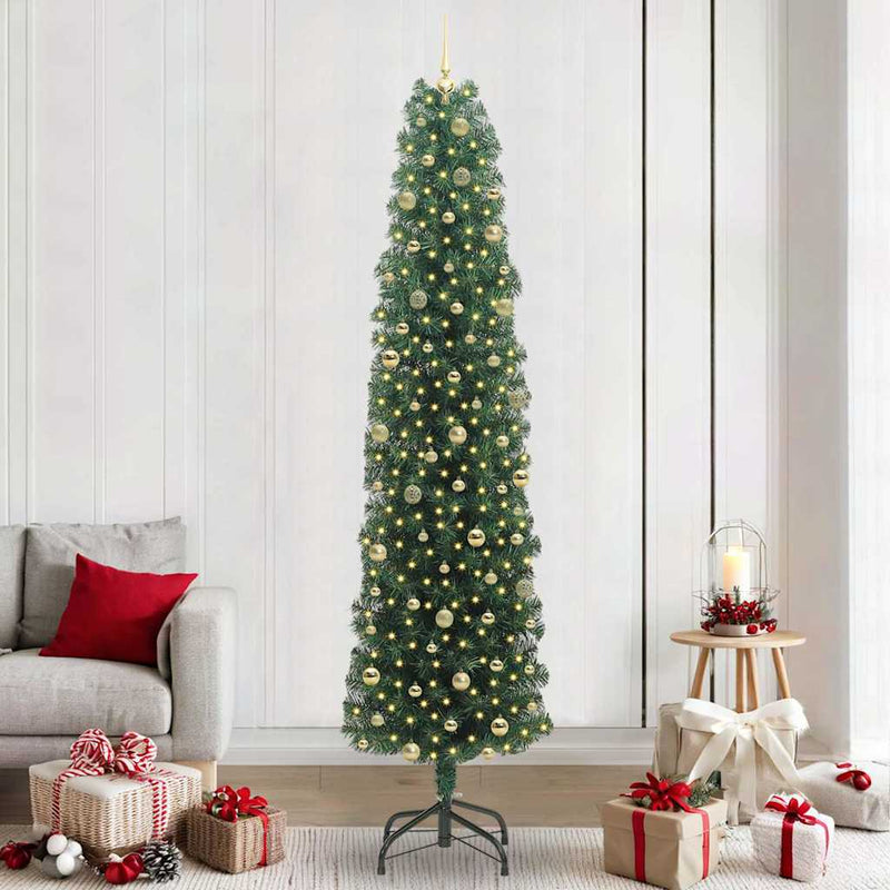 vidaXL Mű karácsonyfa 300 LED-del Zöld 240 cm PVC, acél és műanyag