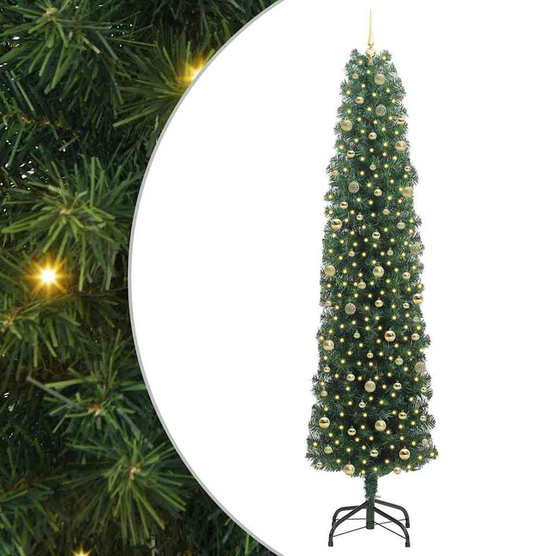 vidaXL Mű karácsonyfa 300 LED-del Zöld 240 cm PVC, acél és műanyag