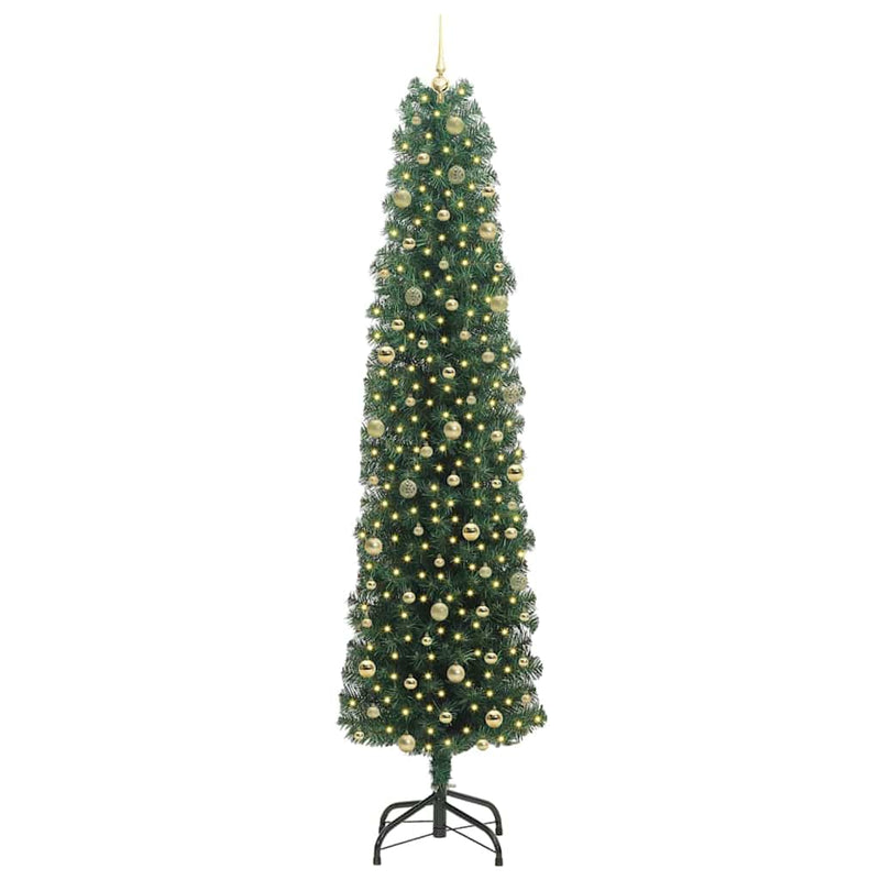 vidaXL Mű karácsonyfa 300 LED-del Zöld 240 cm PVC, acél és műanyag
