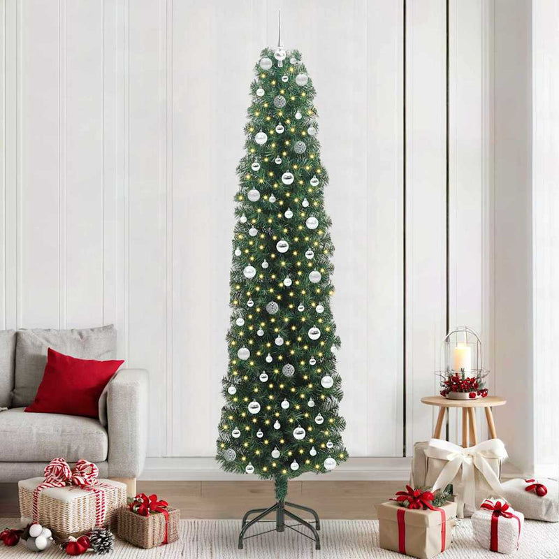vidaXL Mű karácsonyfa 300 LED-del Zöld 240 cm PVC, acél és műanyag