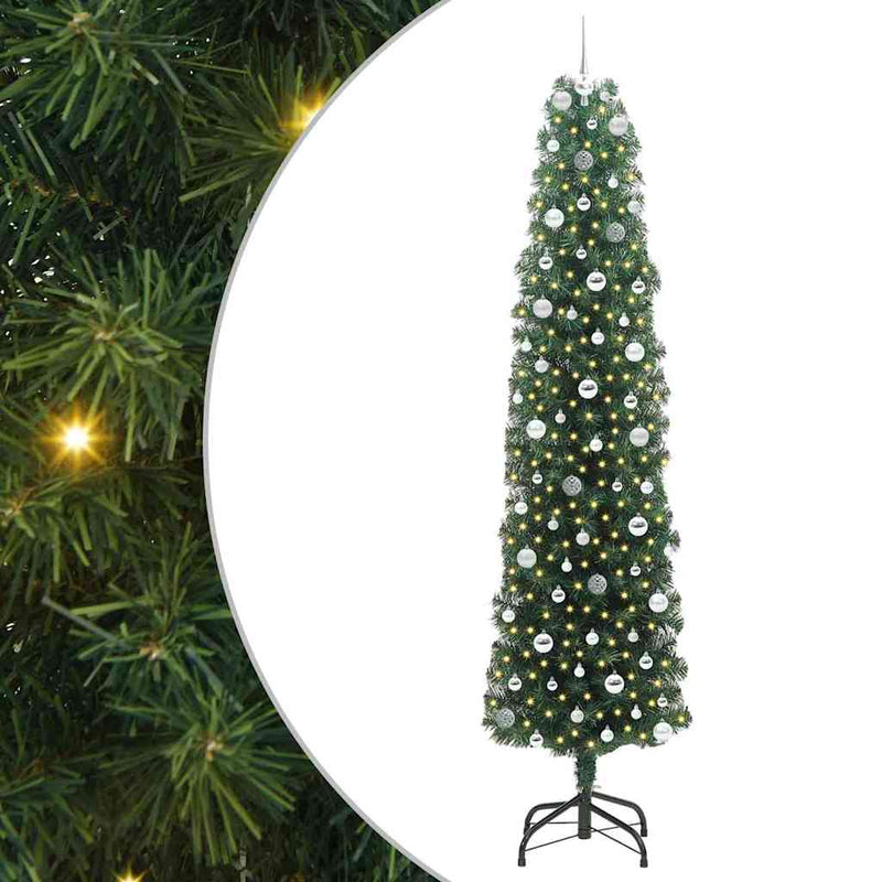 vidaXL Mű karácsonyfa 300 LED-del Zöld 240 cm PVC, acél és műanyag