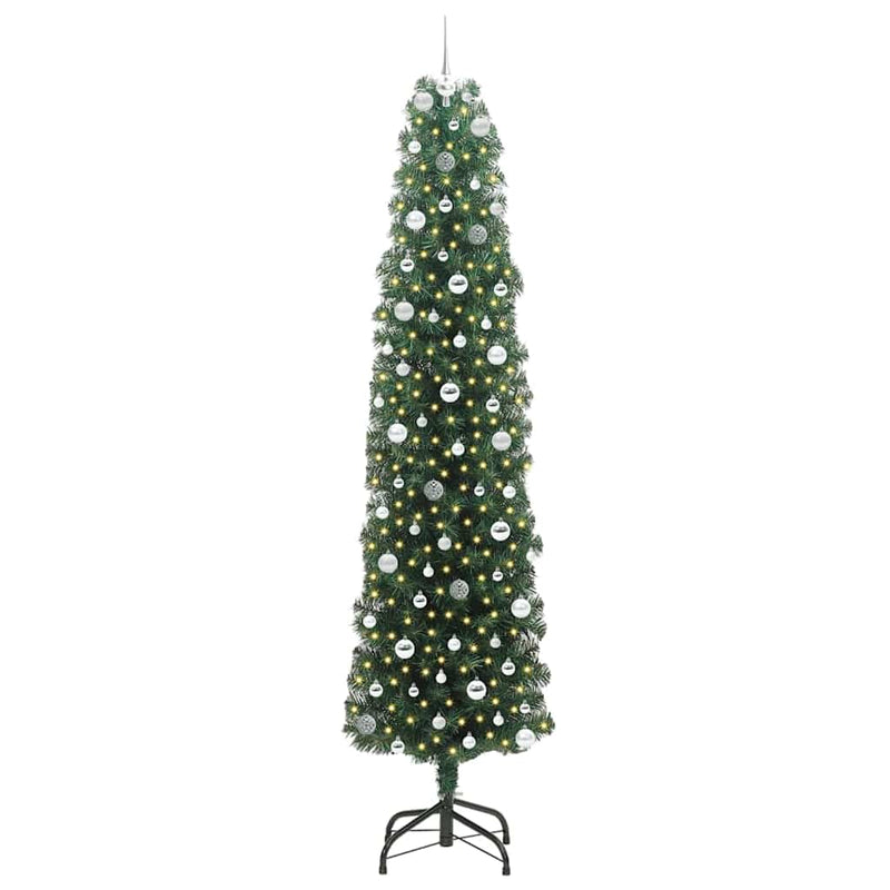 vidaXL Mű karácsonyfa 300 LED-del Zöld 240 cm PVC, acél és műanyag