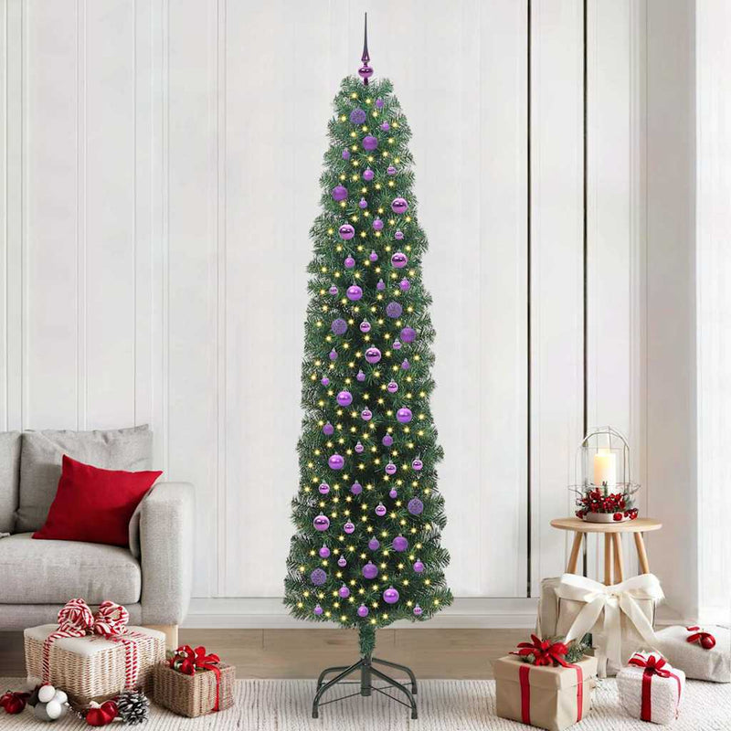 vidaXL Mű karácsonyfa 300 LED-del Zöld 240 cm PVC, acél és műanyag