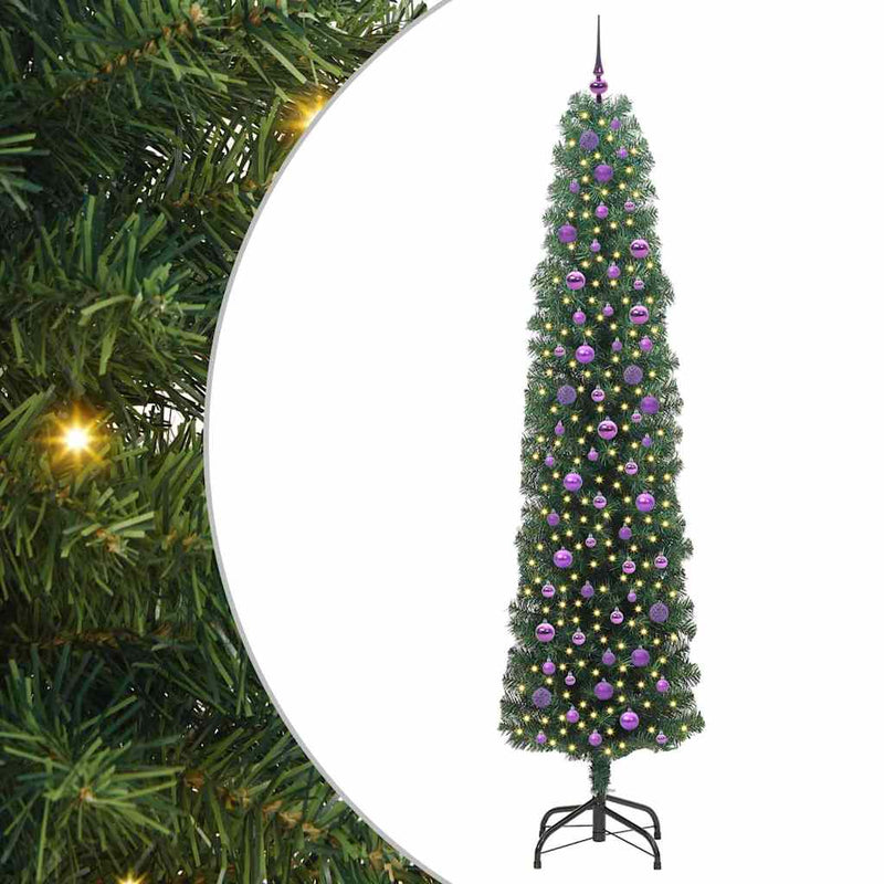 vidaXL Mű karácsonyfa 300 LED-del Zöld 240 cm PVC, acél és műanyag